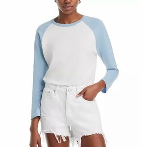 FRAME Cotton Baseball Tee Blue White Size Small S